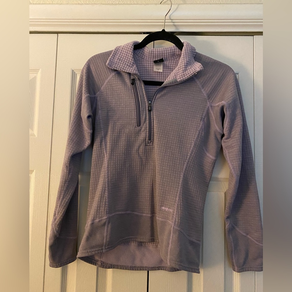 Patagonia Lilac Pullover Quarter-Zip Waffle Knit Hoodie
